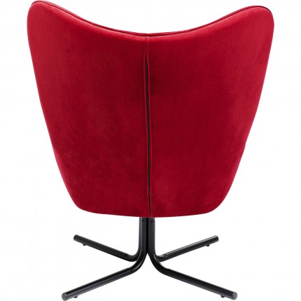 Fauteuil pivotant Oscar velours rouge Kare Design