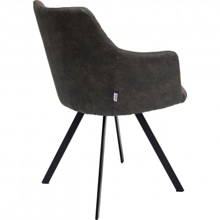 Chaise avec accoudoirs pivotante Coco gris anthracite Kare Design