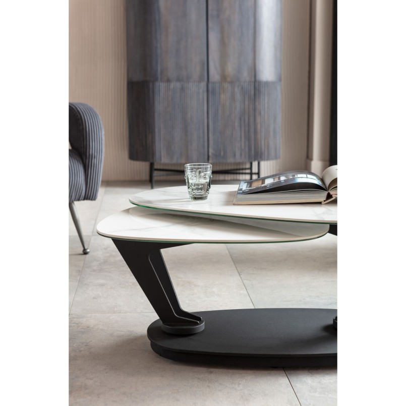 Table basse Franklin 150x58cm effet marbre blanc Kare Design