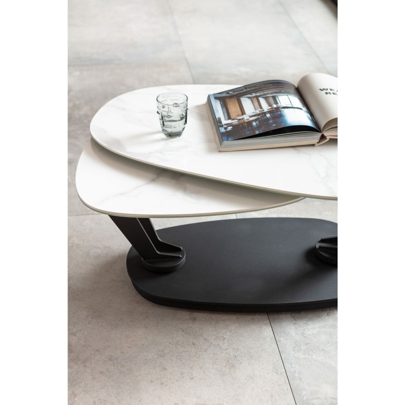 Table basse Franklin 150x58cm effet marbre blanc Kare Design