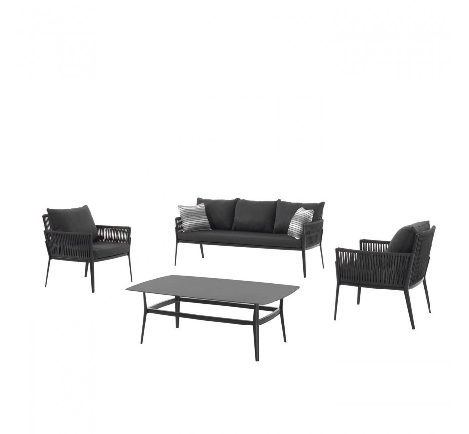Salon de jardin Elba noir Gescova