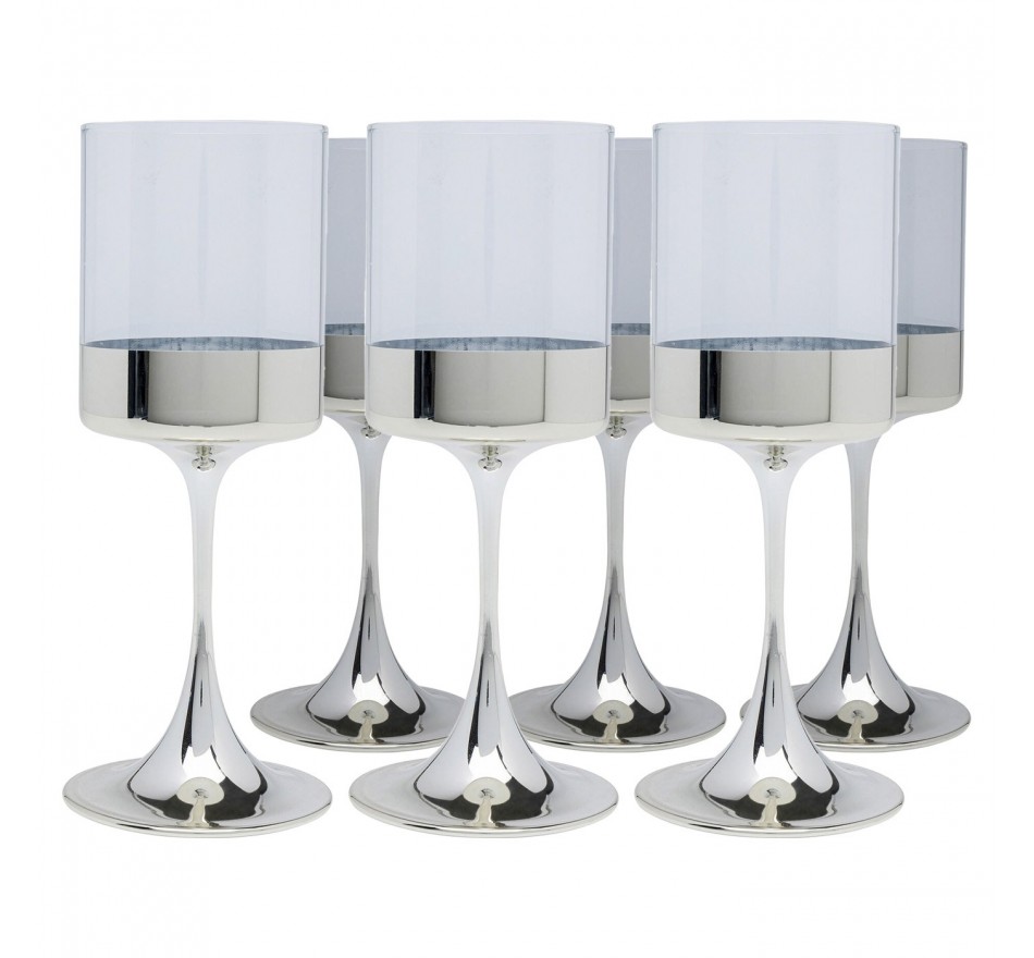 Verres à vin Electra argentés set de 4 Kare Design