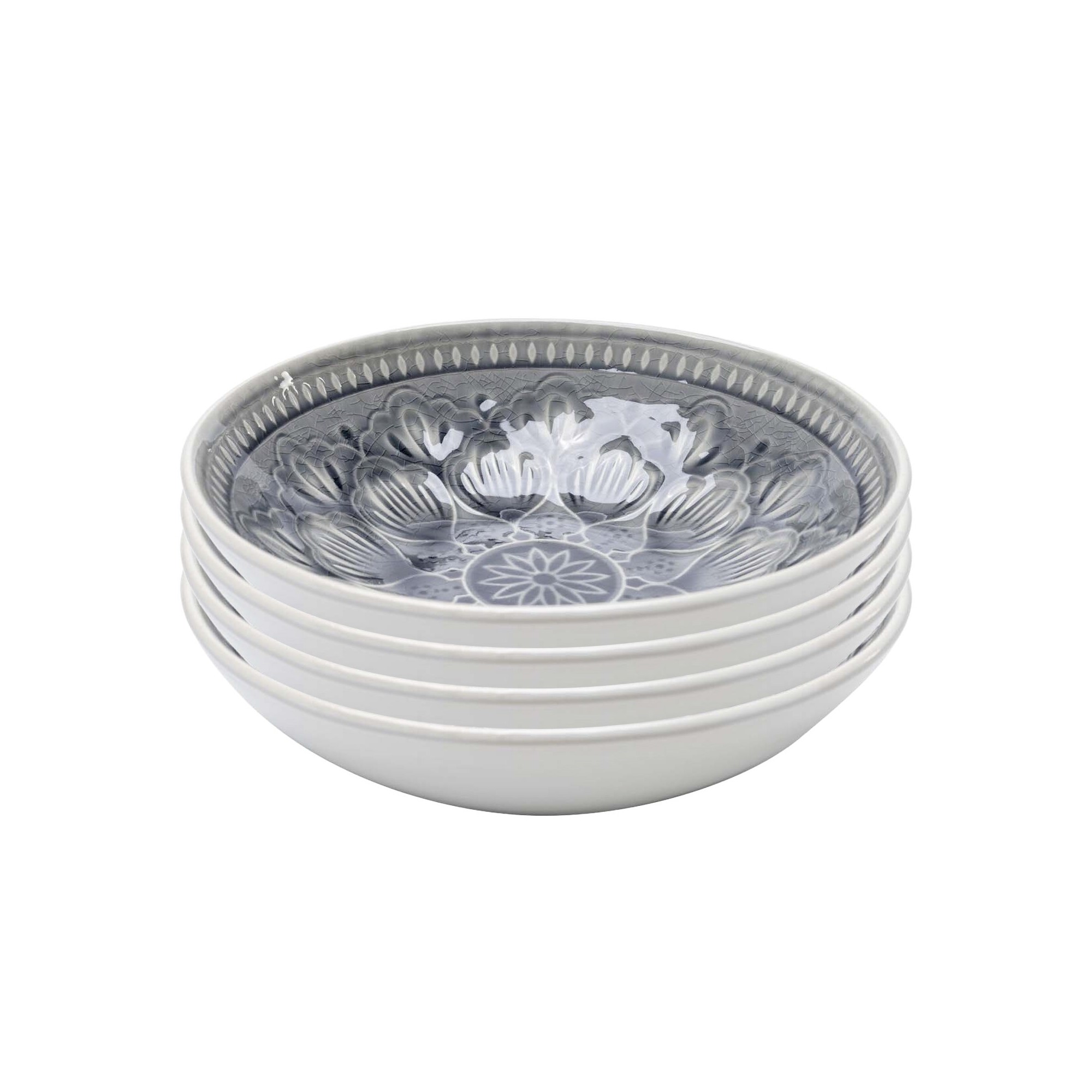 Bols Sicilia Mandala gris 18cm set de 4 Kare Design