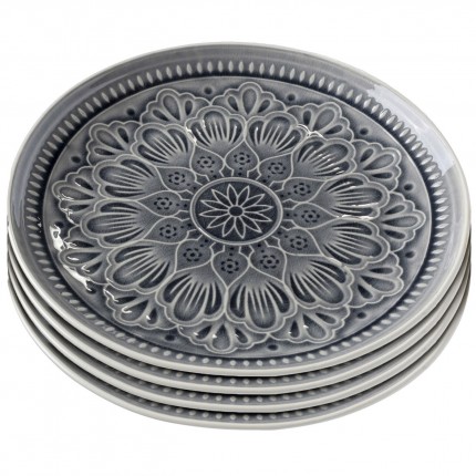 Assiettes Sicilia Mandala grises 27cm set de 4 Kare Design