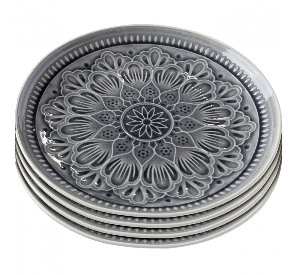Assiettes Sicilia Mandala grises 27cm set de 4 Kare Design