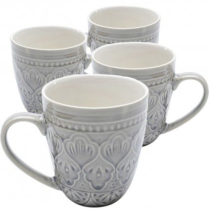 Mugs Sicilia Mandala gris set de 4 Kare Design