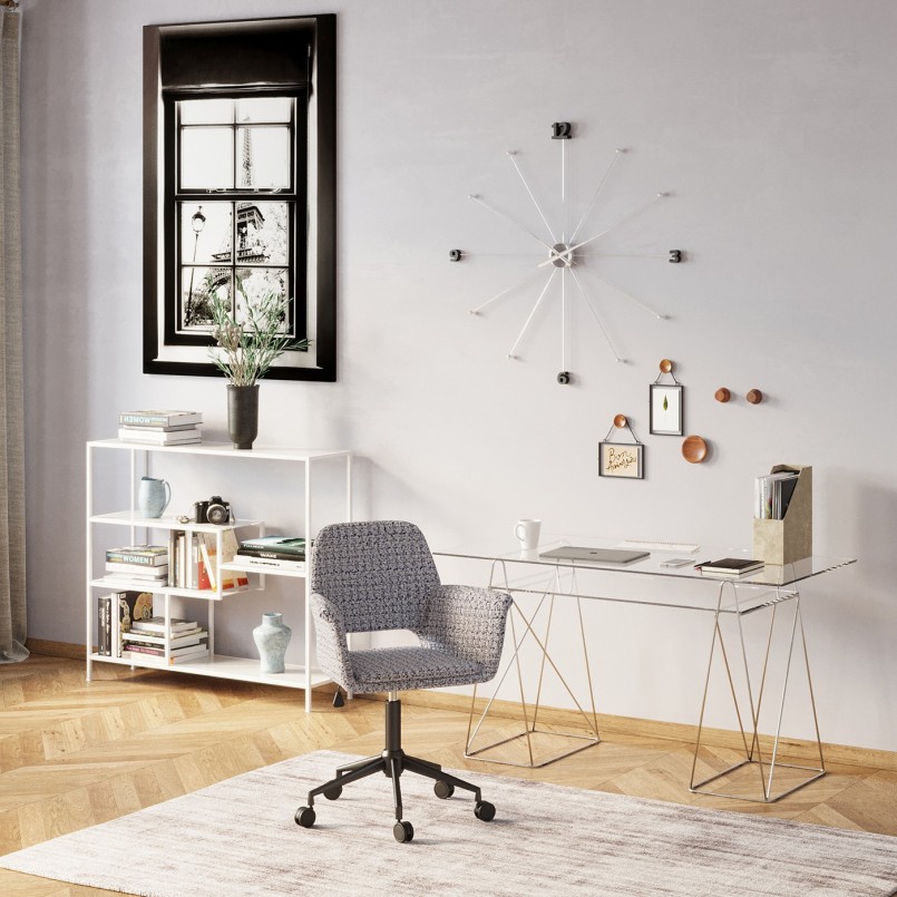 Bureau en verre Polar 135x65cm chromé Kare Design