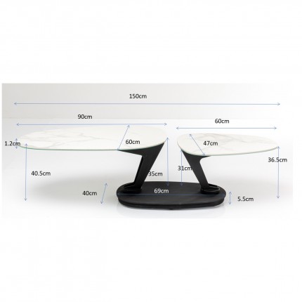 Table basse Franklin effet marbre blanc Kare Design