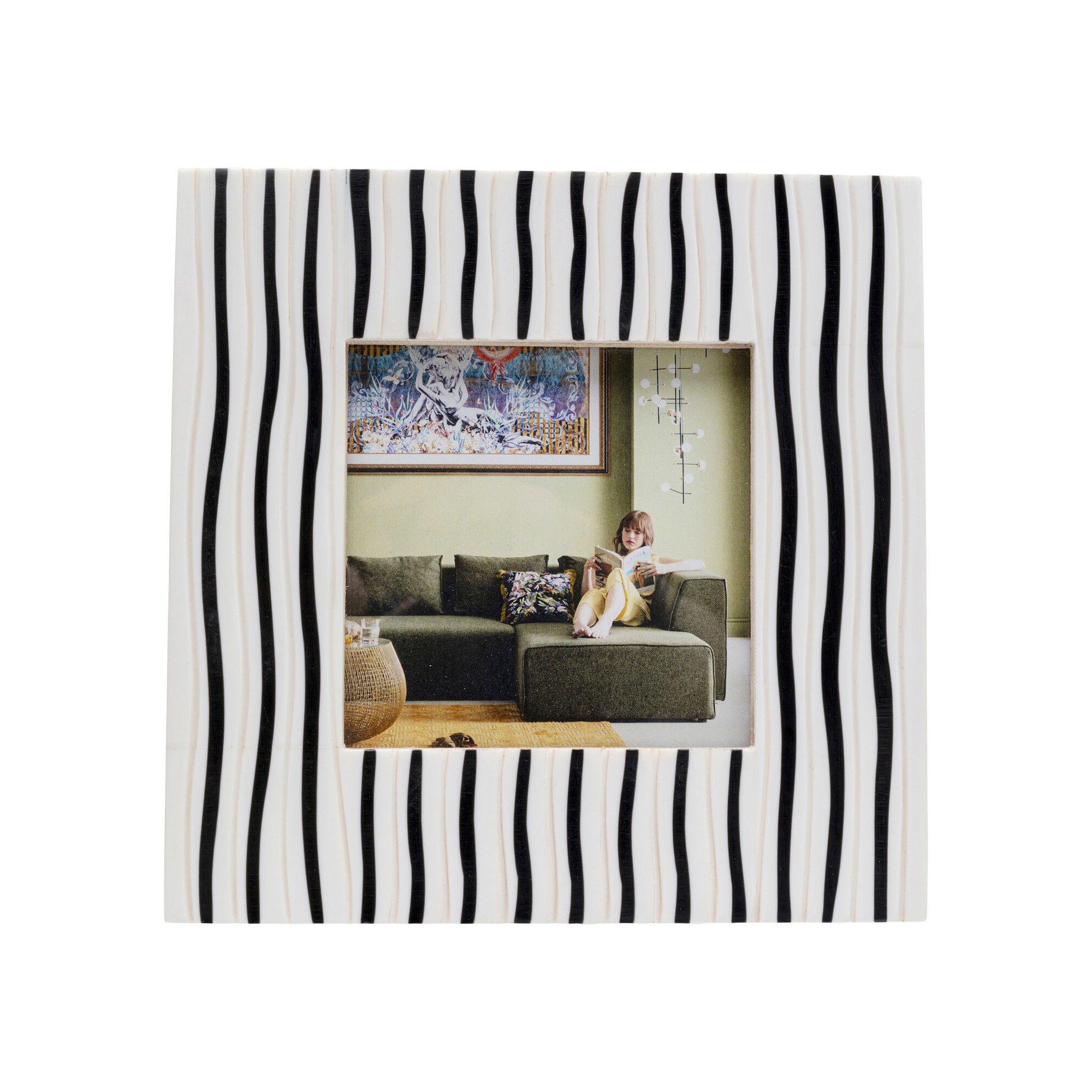 Cadre photo rayures noir et blanc 17x17cm Kare Design