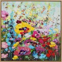 Peinture Frame champ de fleurs 100x100cm Kare Design