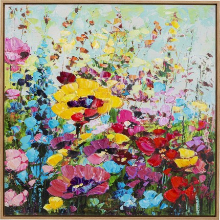 Peinture Frame fleurs printanières 100x100cm Kare Design