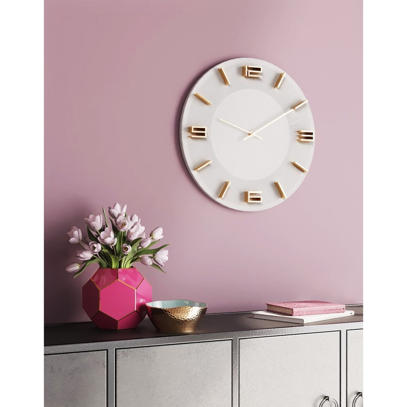 Wall Clock Leonardo White/Gold Kare Design