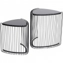 Tables d'appoint triangle Wire noires set de 2 Kare Design