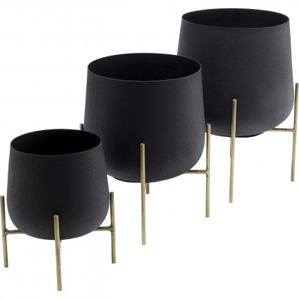 Cache-pot Valeria noir set de 3 Kare Design