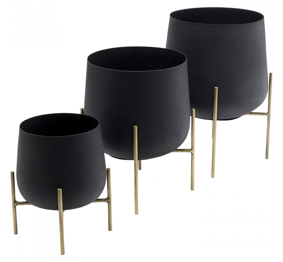 Cache-pot Valeria noir set de 3 Kare Design