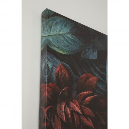 Peinture tigre fleurs 90x140cm Kare Design