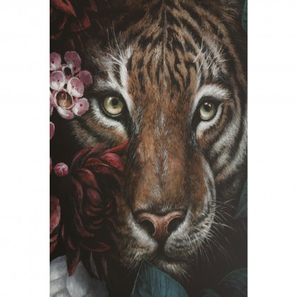 Peinture tigre fleurs 90x140cm Kare Design