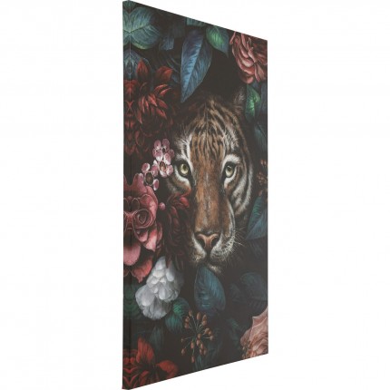 Peinture tigre fleurs 90x140cm Kare Design