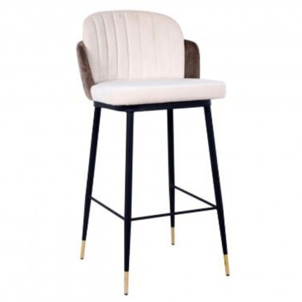 Tabouret de bar Hojas velours beige et taupe Kare Design