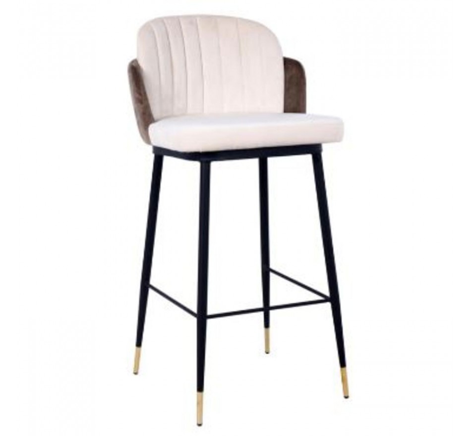 Tabouret de bar Hojas velours beige et taupe Kare Design