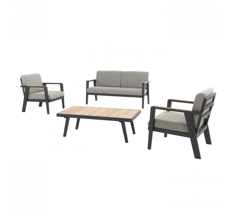 Salon de jardin Guadeloupe gris anthracite Gescova