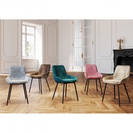 Chaise East Side velours bleu-vert Kare Design