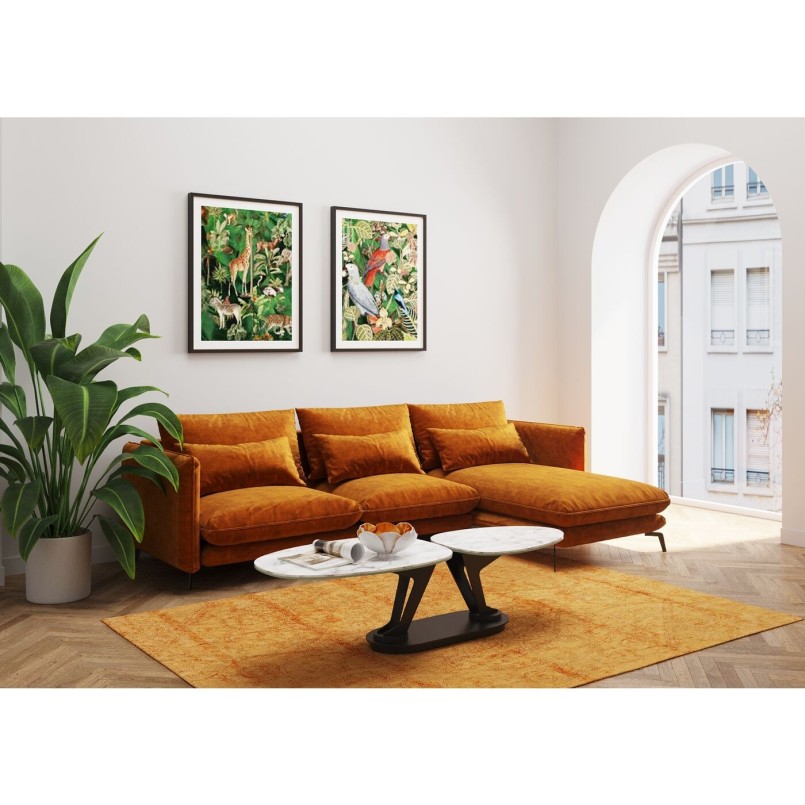 Table basse Franklin 150x58cm effet marbre blanc Kare Design