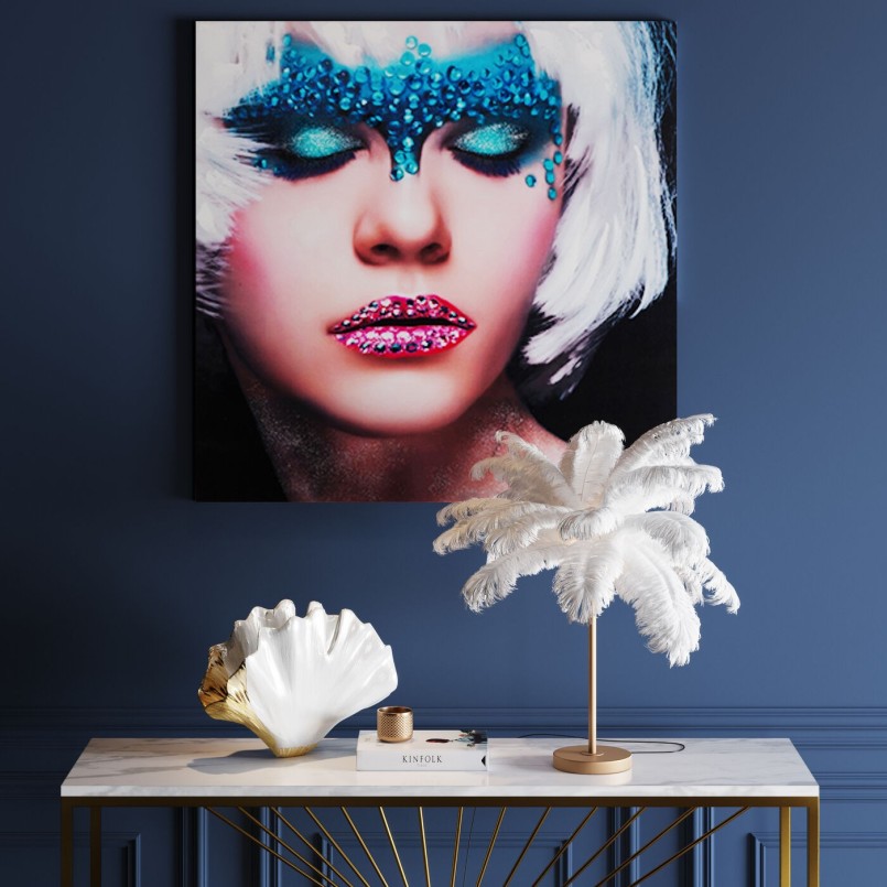 Lampe à poser Feather Palm blanc 60cm