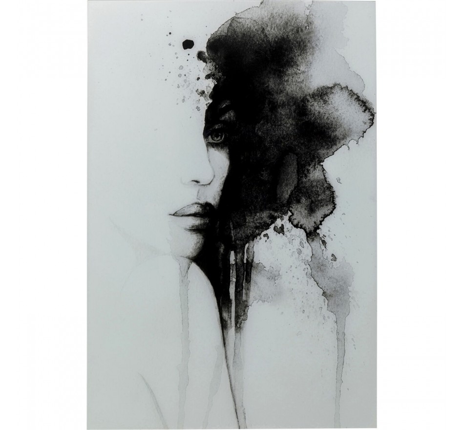 Tableau en verre fumée visage 100x150cm Kare Design