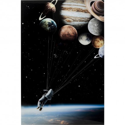 Tableau en verre astronaute planètes 100x150cm Kare Design