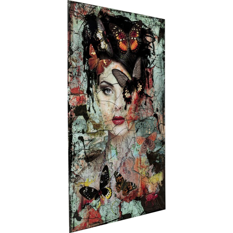 Tableau en verre femme papillons 100x150cm Kare Design