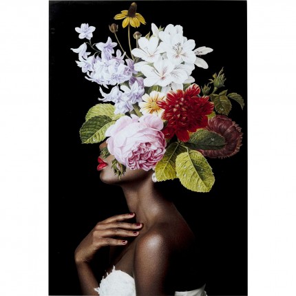 Tableau en verre femme bouquet 80x120cm Kare Design