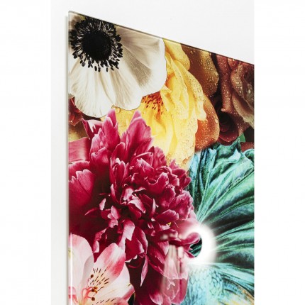Tableau en verre poissons et fleurs 120x120cm Kare Design