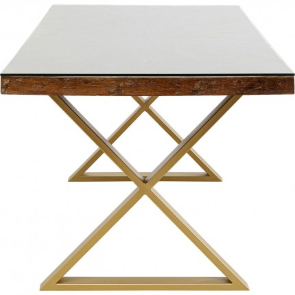 Table Conley Cross 180x90cm pieds laiton Kare Design