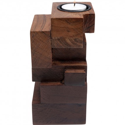 Bougeoir Tetris marron 17cm Kare Design