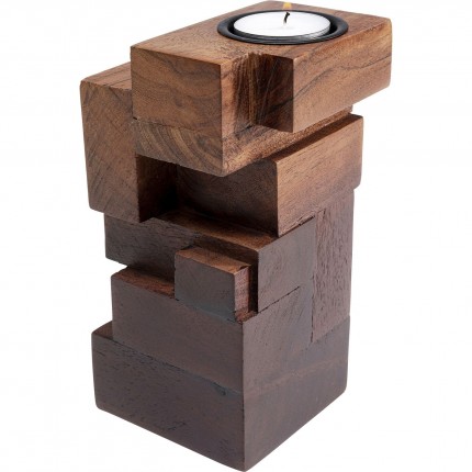 Bougeoir Tetris marron 17cm Kare Design