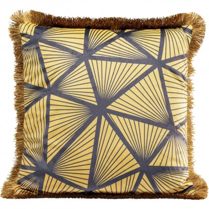 Coussin à franges jaune et noir Kare Design