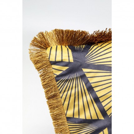 Coussin à franges jaune et noir Kare Design