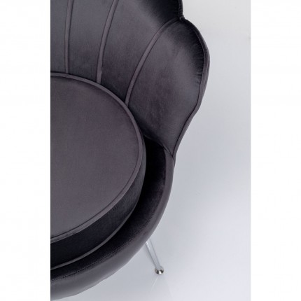 Fauteuil Water Lily velours gris et chromé Kare Design