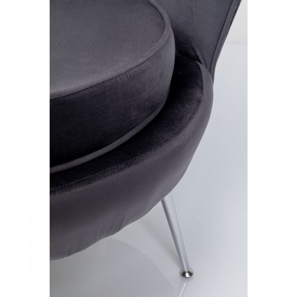 Fauteuil Water Lily velours gris et chromé Kare Design