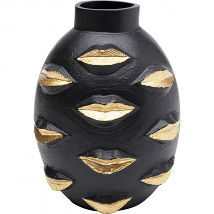 Vase noir bouches dorées 20cm Kare Design