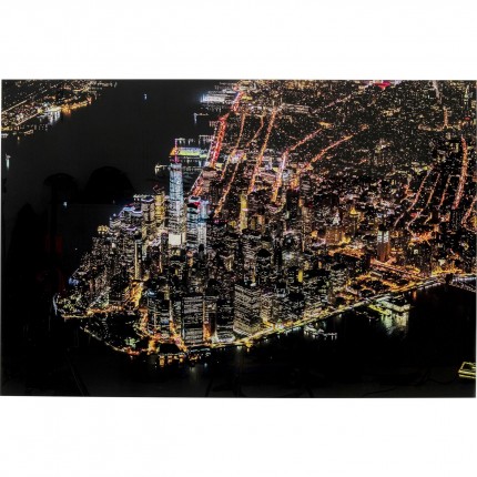 Tableau en verre ville portuaire nuit 180x120cm Kare Design