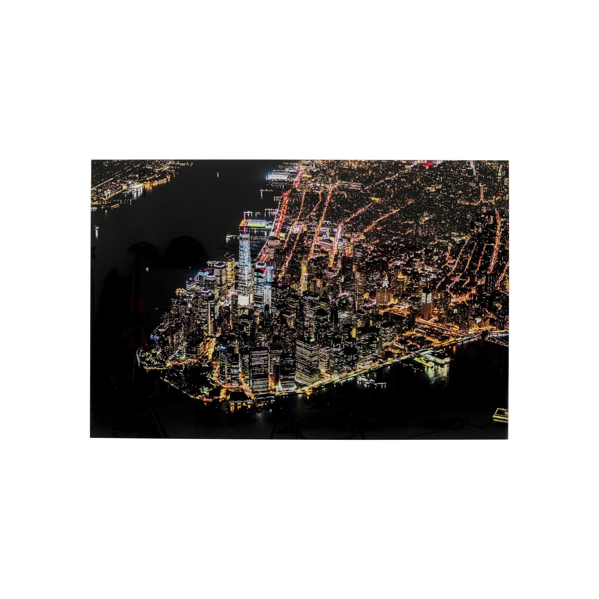 Tableau en verre ville portuaire nuit 180x120cm Kare Design