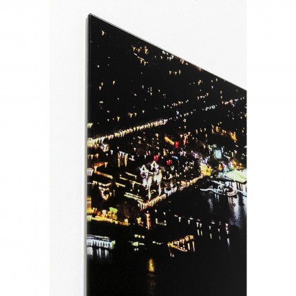 Tableau en verre ville portuaire nuit 180x120cm Kare Design
