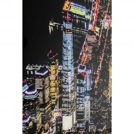 Tableau en verre ville portuaire nuit 180x120cm Kare Design