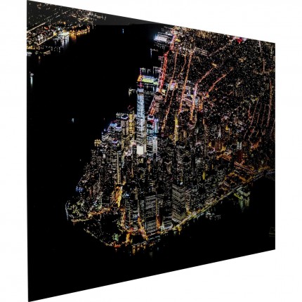Tableau en verre ville portuaire nuit 180x120cm Kare Design