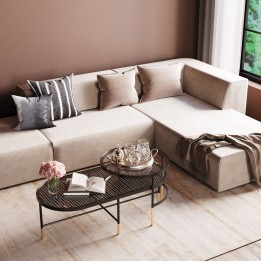 Canapé Infinity Rich velours droite taupe Kare Design