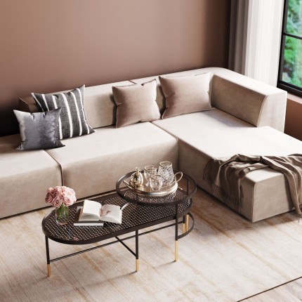 Canapé d'angle Infinity droite velours taupe Kare Design