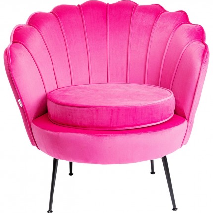 Fauteuil Water Lily velours fuchsia et noir Kare Design