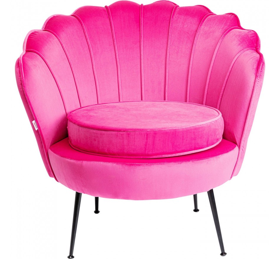 Fauteuil Water Lily velours fuchsia et noir Kare Design